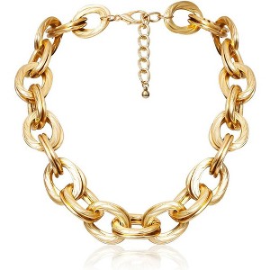 Punk Cuban Chain Choker - Chunky Gold Double O Link Necklace for Women - 1 of 4