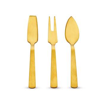 Twine Cheese Knives, Set of 3 Cheese Knives, Stainless Steel with Gold Finish, Cheese Tools