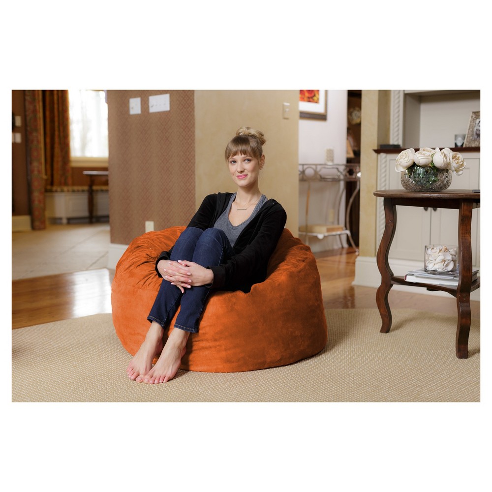 Photos - Bean Bag 3' Kids'  Chair with Memory Foam Filling and Washable Cover Orange