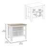 FONTOI Kitchen Island with Four Legs&Three Open Storage Shelves, Kitchen Table for Home, White&Lbiza Marble, 40.5"*35.4"*27.5" - 3 of 4