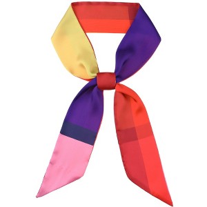 INSPIRE CHIC Women's Striped Printed Skinny Long Satin Silky Neck Scarves 1Pc - 1 of 4