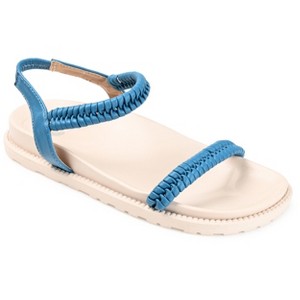 Journee Collection Womens Josee Multi Strap Flat Sandals Blue 6.5 - 1 of 4