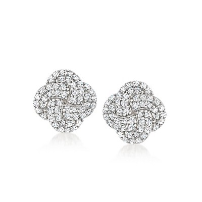 Ross-Simons 0.40 ct. t.w. Diamond Love Knot Earrings in Sterling Silver