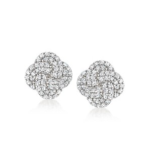 Ross-Simons 0.40 ct. t.w. Diamond Love Knot Earrings in Sterling Silver - 1 of 3