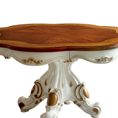 Elegant Pearl and Cherry Oak 62" Round Wooden Dining Table