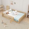 Okak Full Size Platform Bed Frame with Door & Fence, Wooden Floor Bed with Support Slats for Toddlers/Kids Bedroom - 2 of 4