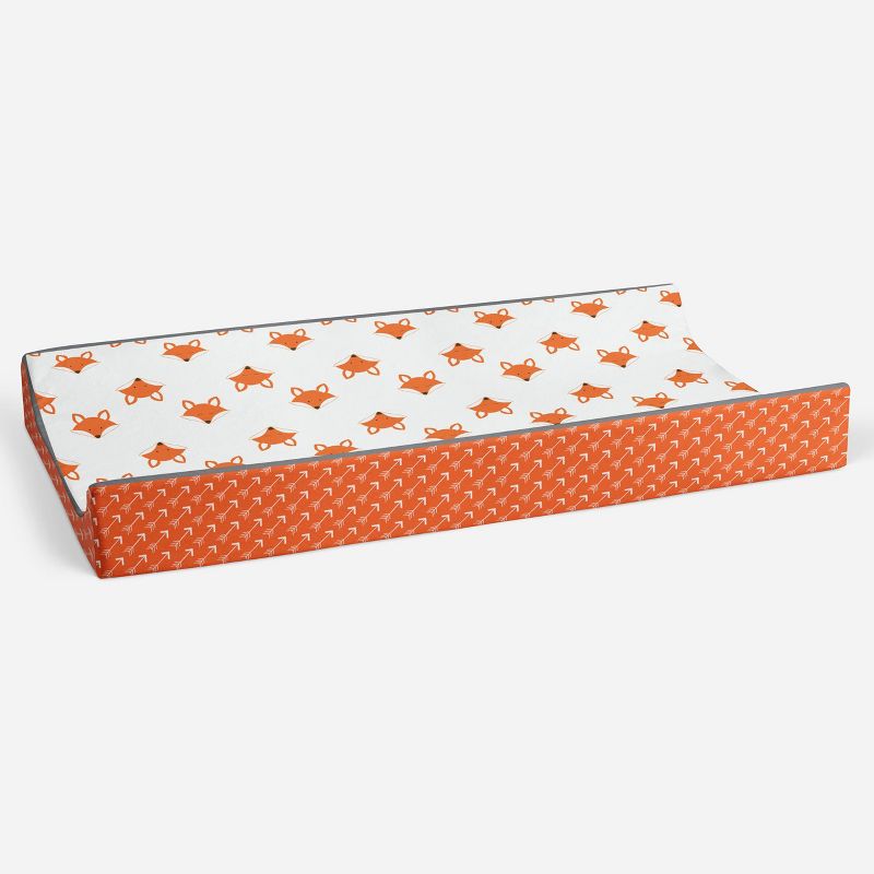 Bacati - Playful Fox Quilted Changing Pad Cover -Orange Arrows in Gussett, 3 of 10
