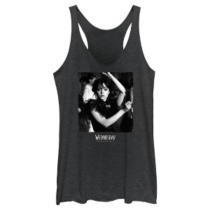 Women's Wednesday Black and White Dance Scene Racerback Tank Top - 1 of 4