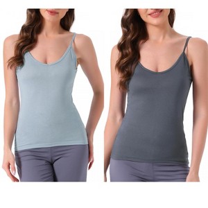 INSPIRE CHIC Women's 2 Pcs Camisole Scoop Neck Sleeveless Tank Undershirt Spaghetti-Strap Pajama Tops - 1 of 4