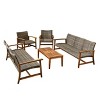 Christopher Knight Home Savannah Outdoor Acacia Wood and Wicker 8 Seater Sofa Chat Set - 2 of 4
