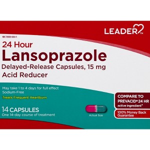 Leader Lansoprazole, 15 mg, Delayed-Release Capsules 14 Each - 1 of 4