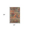 HomeRoots 2' X 3' Green Orange and Red Geometric Stain Resistant Indoor Outdoor Area Rug - 3 of 4