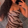 Clotth Women's Autumn Maxi Dress - Elegant Animal Print, Sleeveless, High Waist, Backless Design, Long Chiffon Dress, Camel - 4 of 4