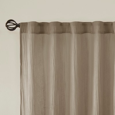 Taupe Sheer Polyester Ground Length Window Drapes