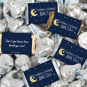 128 Pcs Baby Shower Candy Party Favors Hershey's Miniatures & Kisses by Just Candy (1.58 lbs) - Twinkle Twinkle - 1 of 4