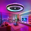 HUMHOLD 24" Bladeless Ceiling Fan with RGB Light Remote, Smart LED Ceiling Fans, Modern Low Profile Dimmable Light Ceiling Fan Black - 2 of 4