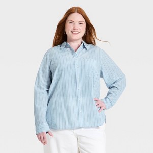 target womens dress shirts Women's Long Sleeve Relaxed Fit Collared Button-Down Shirt