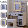 38 Inch Vanity Desk, Vanity Desk with Mirror and LED Lights, Modern Makeup Dressing Table, 2 Drawers, Tertiary Board, for Bedroom, White - 2 of 4