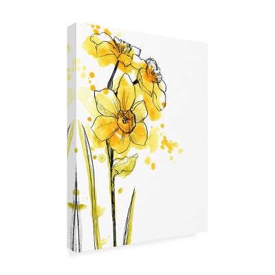 June Erica Vess Yellow Floral Outdoor Canvas Print 35x47