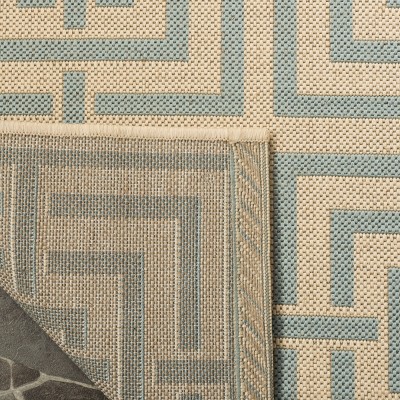 Aqua Splash Cream Geometric 5'1" x 7'6" Synthetic Area Rug