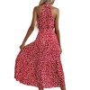 Anna-Kaci Women's Halter Neck Floral Maxi Dress with Waist Tie and Flowing Skirt - 3 of 4