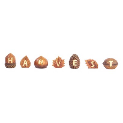 Lakeside Decorative Wooden Harvest Letter Display for Indoors - Set of 7