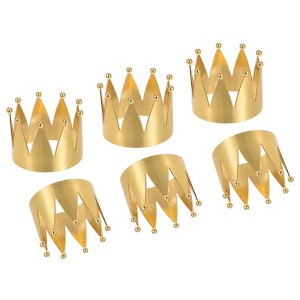 Unique Bargains Dining Table Decorations Alloy Decorative Crown Shape Napkin Rings Holder Buckle 6 Pcs - 1 of 4