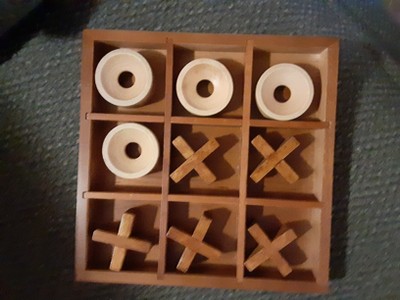 Hey! Play! Wooden Tabletop 3D Tic Tac Toe Board Game HW3500121 - The Home  Depot