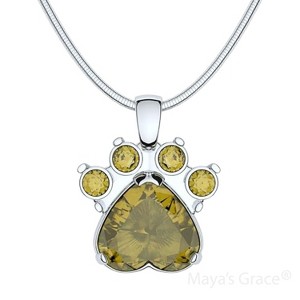 Maya's Grace Birthstone Paw Print Pendant Necklace, Rhinestone Gemstone, Pendant Necklace for Women - 1 of 4