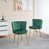 Vynxaria Modern  Dining Chair Set of 2 with Golden Iron Legs & Velvet Backrest - 2 of 4