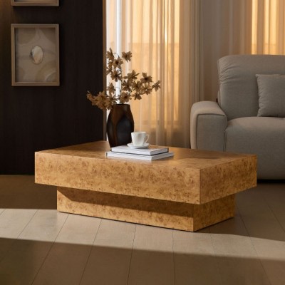 Mid-Century Modern Rectangle Coffee Table, Faux Burl Wood Pattern Center Table for Living Room, Office, or Apartment – The Pop Home