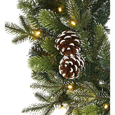 Snowed Pinecone Artificial Christmas Wreath with Clear LED Lights