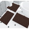 Home Mart Goods 3 Piece Set Brown Soft Cozy Plush Chenille Bath Mat Highly Absorbent Bathroom Rug - 2 of 4