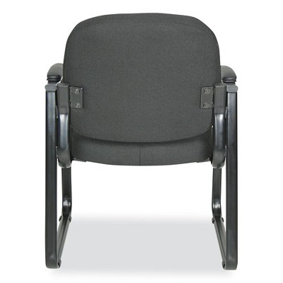 Sleek Black Fabric Half-Back Guest Chair with Metal Sled Base
