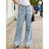 Imily Bela Womens Boyfriend Cuffed Wide Leg Mid Rise Casual Denim Pants with Pockets - 2 of 4