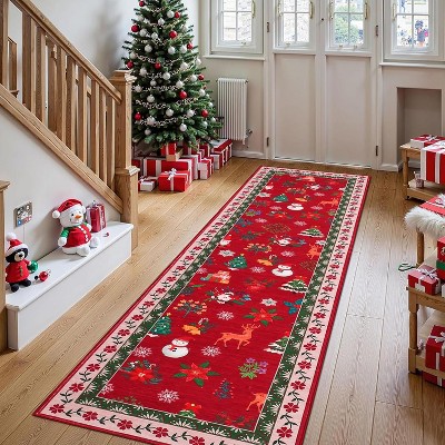 GustoWave Christmas Boho Xmas Washable Decorative Area Rug for Bedroom Living Room