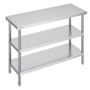 VEVOR Stainless Steel Food Prep Table, 18 x 48 x 34 Inch Commercial Kitchen Worktable, with 2 Adjustable Undershelf, Heavy Duty Prep Table - 1 of 4