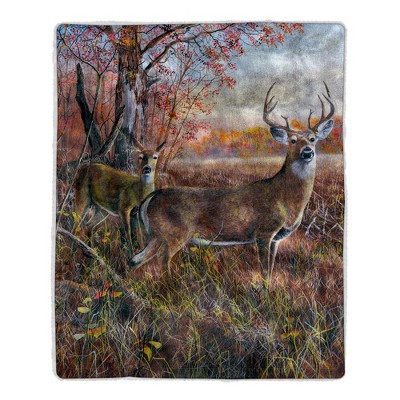 Hastings Home Sherpa Fleece Throw Blanket - Deer Print