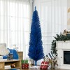 HOMCOM 7 FT Artificial Pencil Christmas Tree, Slim Xmas Tree with 499 Realistic Branch Tips and Plastic Stand, Blue - 3 of 4