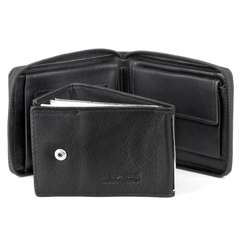 J. Buxton Emblem Zip-Around Billfold Leather Wallet - Black, 5 of 8