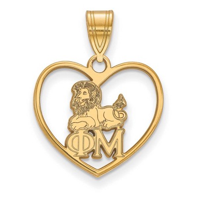 Black Bow Jewelry 14k Yellow Gold Plated Sterling Silver Phi Mu Greek Life Pendant