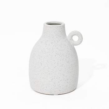 LuxenHome White Ceramic Jug Round Vase