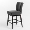Linen Fabric Swivel Counter Height Bar Stools,Kitchen Chair With Upholstered Wood Frame Wood Legs,Armless Home Office Chair-Cuddlewood - 2 of 4