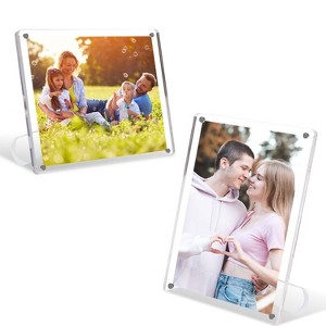 NewHome"4Pcs 5x7 Acrylic Magnetic Photo Frames, Frameless Desktop Display, Vertically & Horizontally"Transparent - 1 of 4