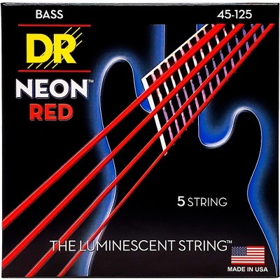 Dr Strings Hi def Neon Red Coated Medium 5 string 45 125 Bass