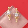 Ross-Simons 7.5-8mm Cultured Pearl and .15 ct. t.w. Diamond Star and Planet Drop Earrings in 14kt Yellow Gold - 3 of 4