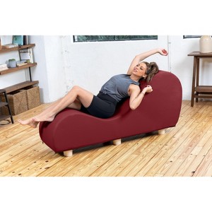 Avana Chaise Lounge Chair for Stretching and Relaxation, Hevea Wood Feet, Faux Leather - Submarine Grey - 1 of 4