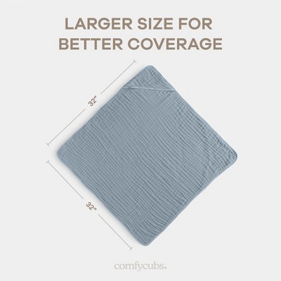 Pacific Blue Cotton Hooded Baby Towels Set - 32 x 32 Inch