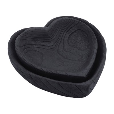 Sagebrook Home Set of 2 Carved Wood Bowls Wooden Nesting Heart Bowls for Table Decor and Display