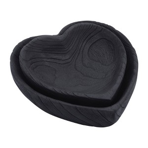 Sagebrook Home Set of 2 Carved Wood Bowls Wooden Nesting Heart Bowls for Table Decor and Display - 1 of 4
